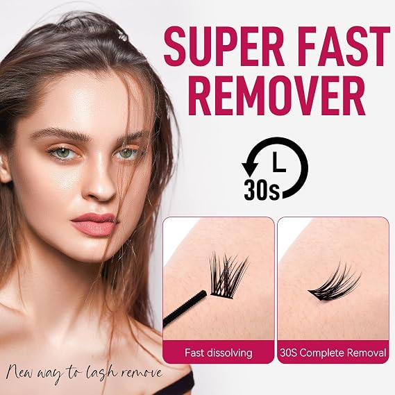 FADVAN Cluster Lashes Individual Eyelashes Remover with Brush, only Suitable for DIY Eyelash Extension, Non-irritating Smell Single Tube Eyelash Remover 5ml For Personal Use At Home