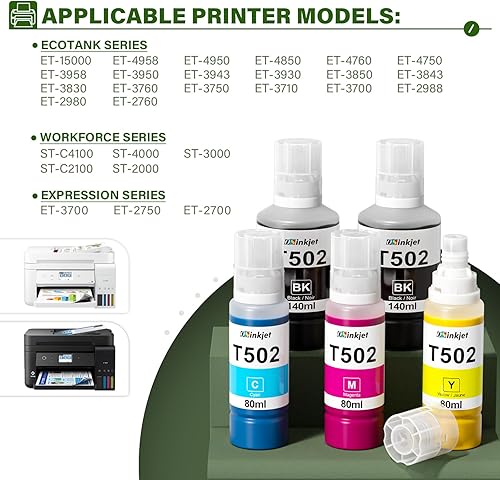 Miniatura 3 de 502 botellas de recarga de tinta para Eco Tank ET-3850 ET-3760 ET-2850 ET-4850 ET-4760 ET-2760 ET-2988 ET-3830 ET-3750 ET-15000 ET-2750 Impresora,