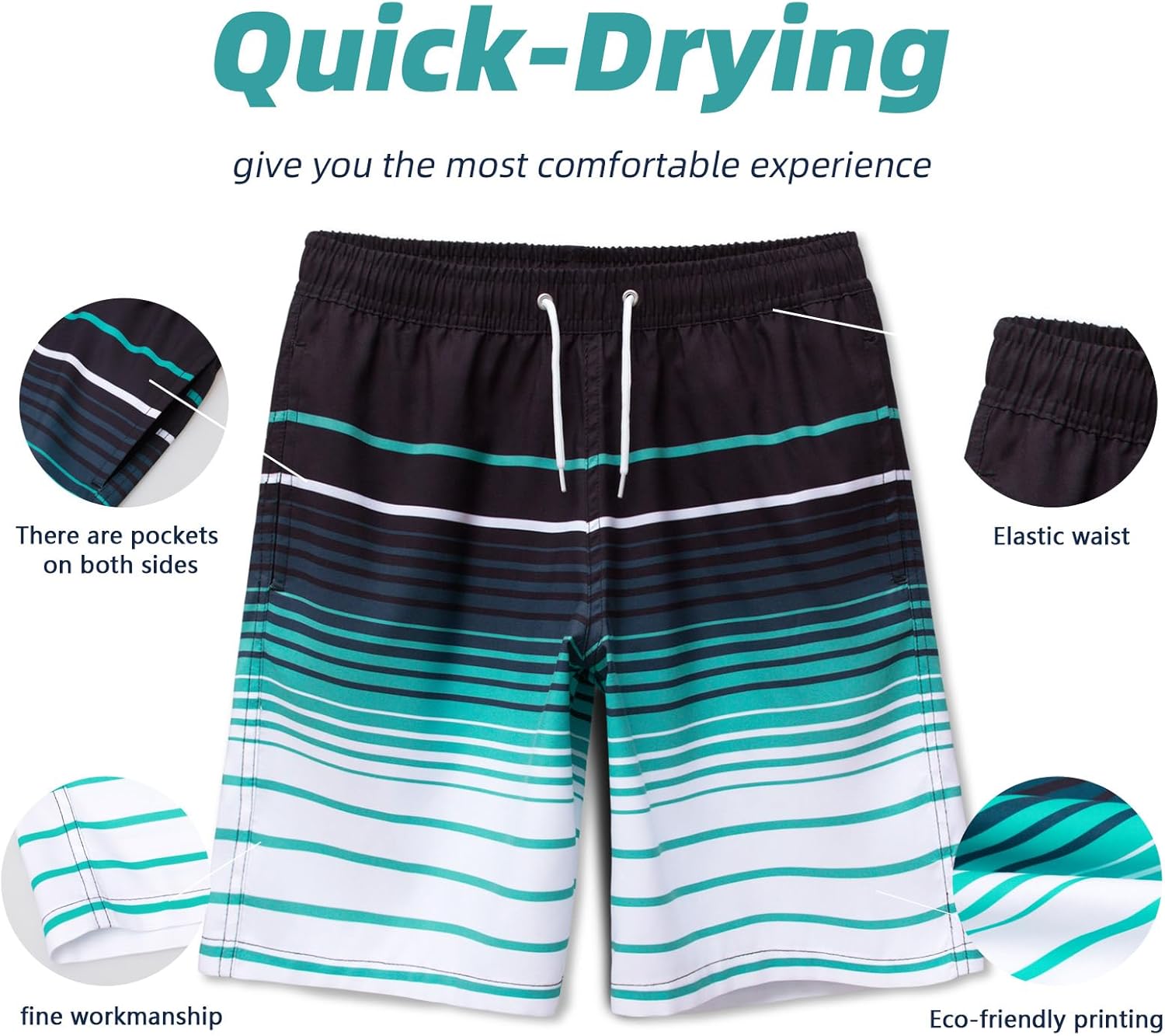 MEILONGER Boys Swim Trunks 2 in 1 Bathing Suits for Kids Quick Dry Board Shorts Swimming Swimwear with Compression Liner - Image 4