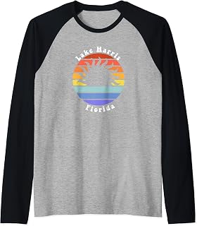 Lake Harris Florida FL Sunset Souvenir Vacation Raglan Baseball Tee