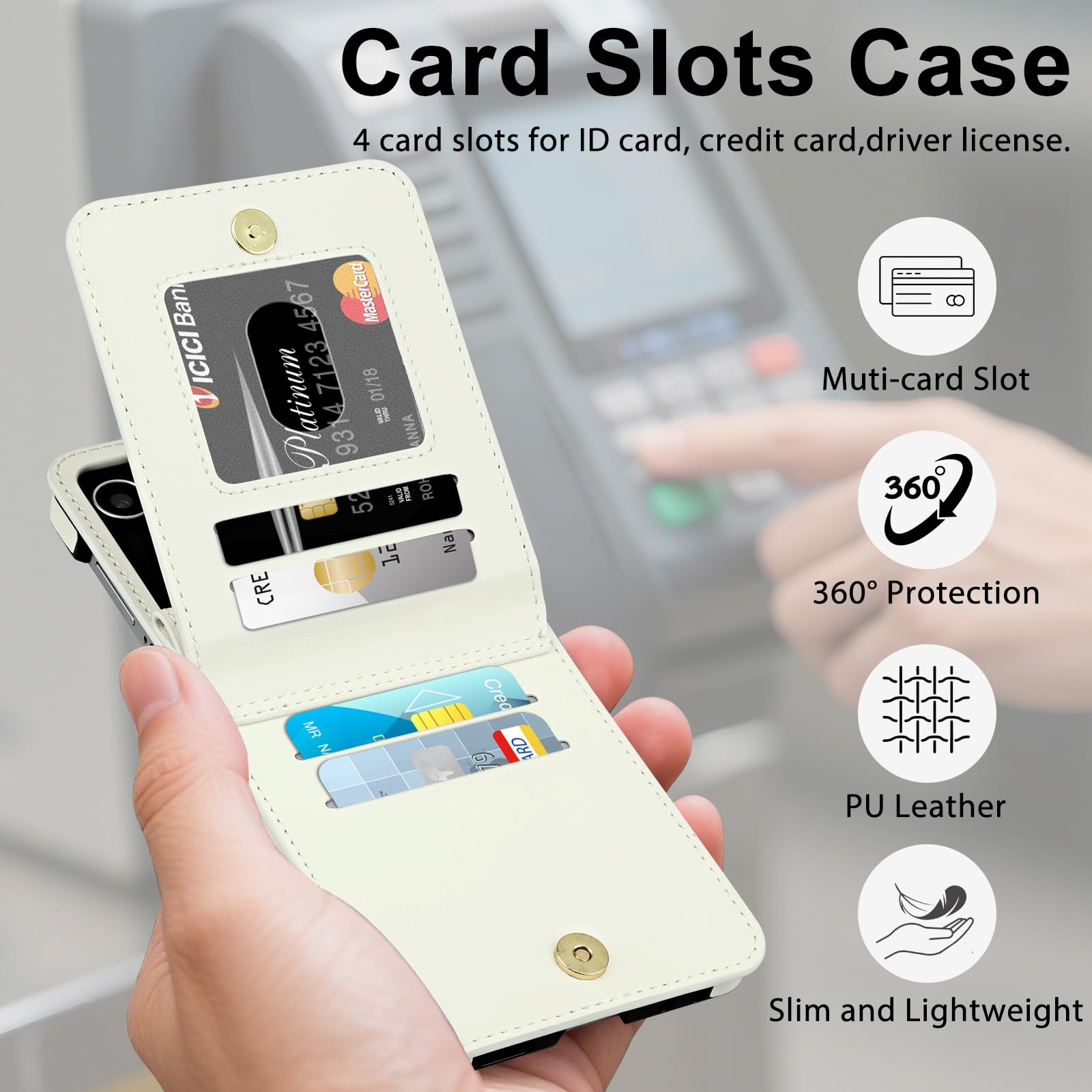 HianDier Custodia a portafoglio per Z Flip 7 con porta carte di credito per donne e ragazze, in pelle PU con slot per cerniera, tracolla staccabile, antiurto, custodia protettiva per Galaxy Z Flip 7