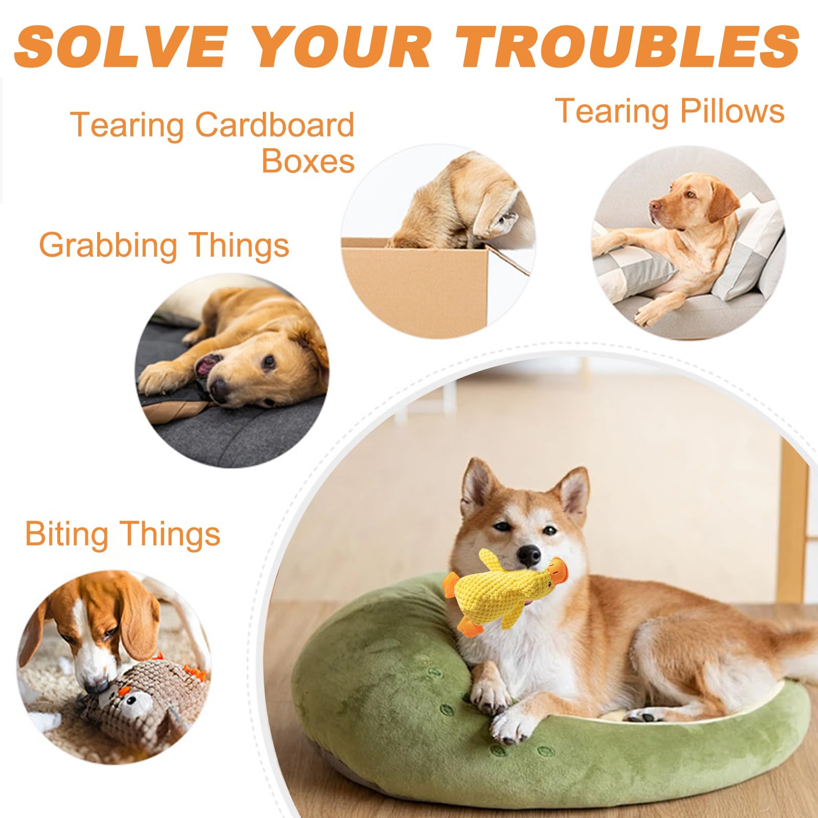 FOSDICK 1 Piece Calming Duck Dog Toy, Soft Plush Quack Quack Duck Dog Toy, Bite Resistant Dog Toy Duck - Image 4