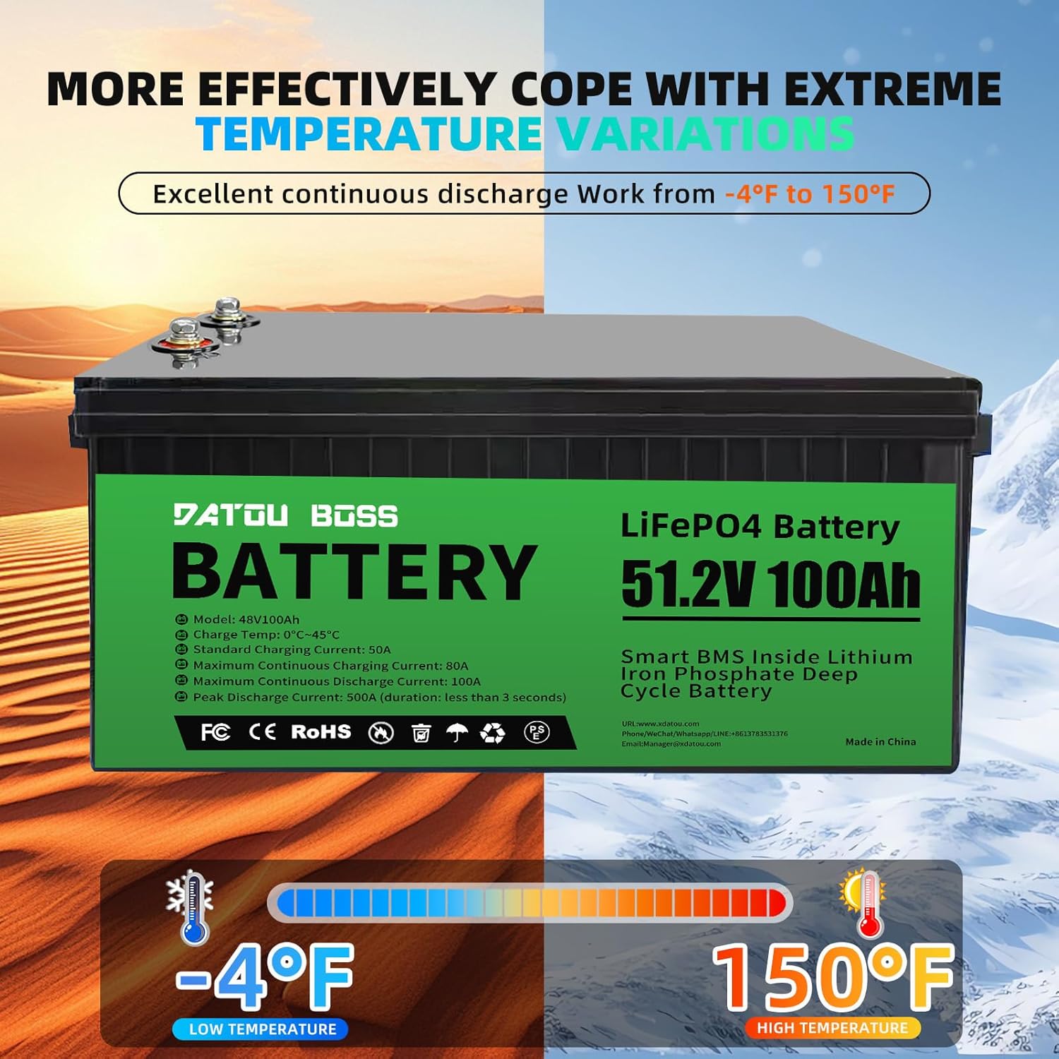 DATOUBOSS 48V 100Ah LiFePO4 バッテリー(家電製品用)