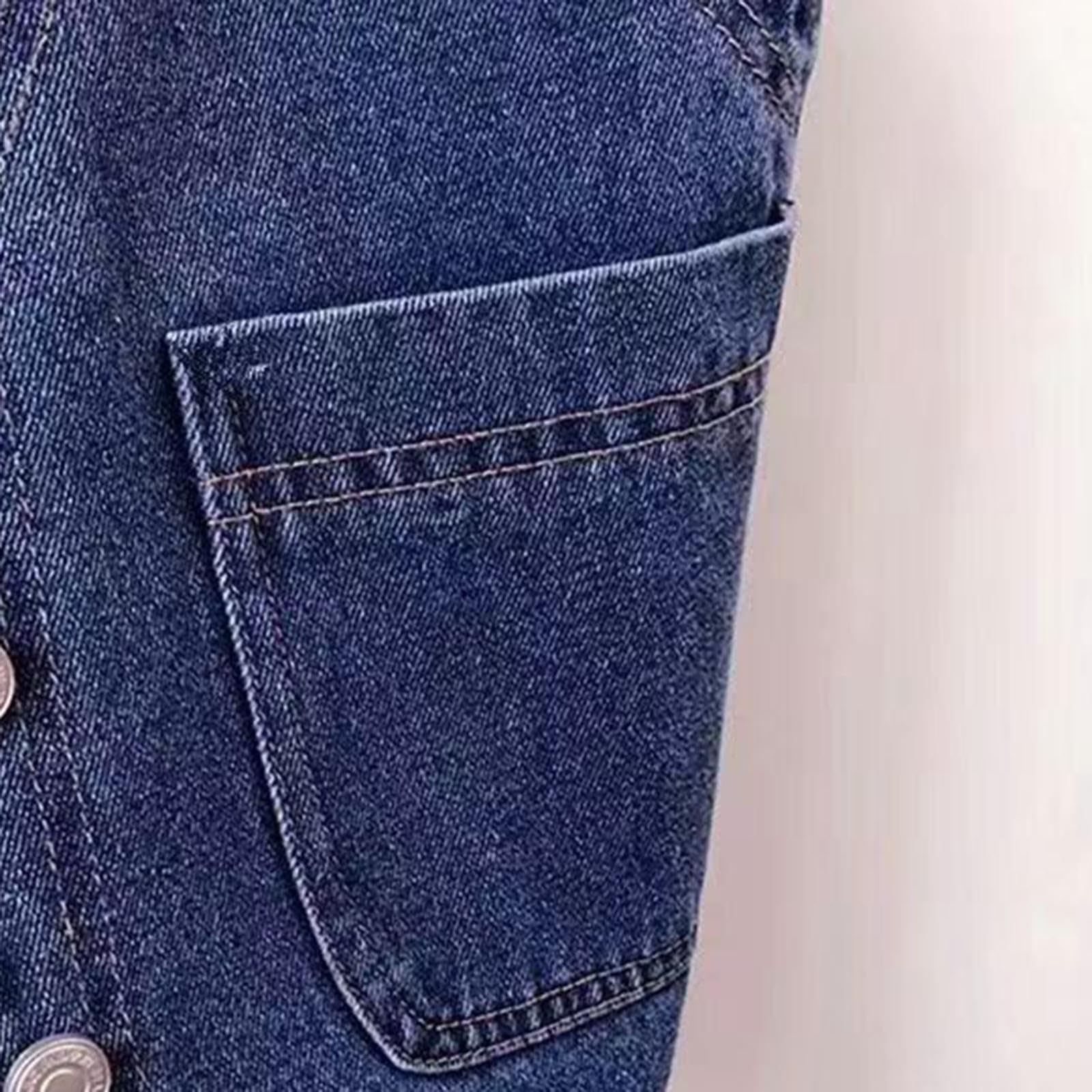 Generisch Gilet en jean pour femme - Sans manches - Grandes tailles - Gilet d'été court - Gilet de motard avec col en V - Gilet de moto avec poches - Gilet de travail vintage - Veste en jean ample