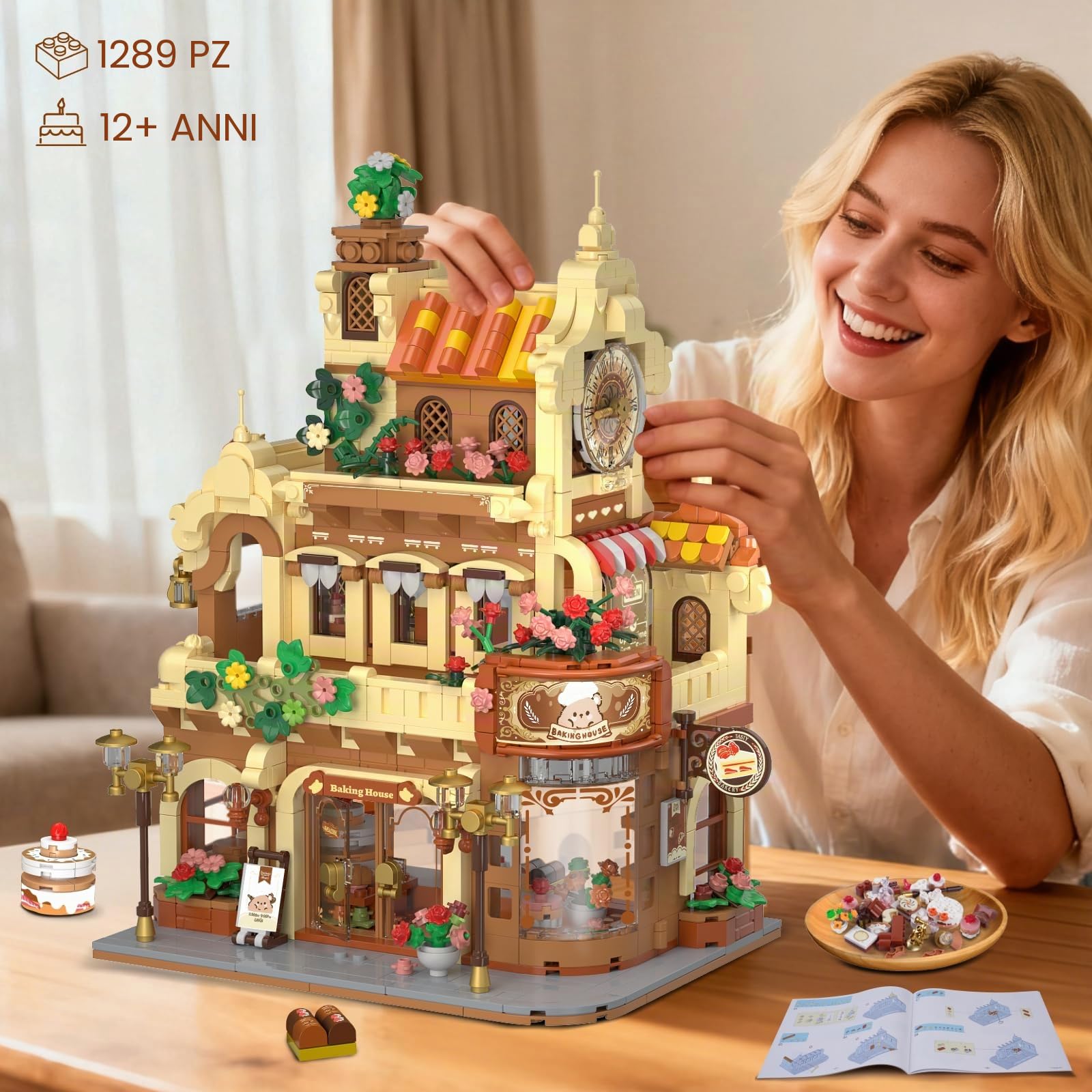 PLAXSOON Set di 1289 mattoncini modulari per decorazioni per la casa, regalo per adulti e ragazze a partire dai 12 +