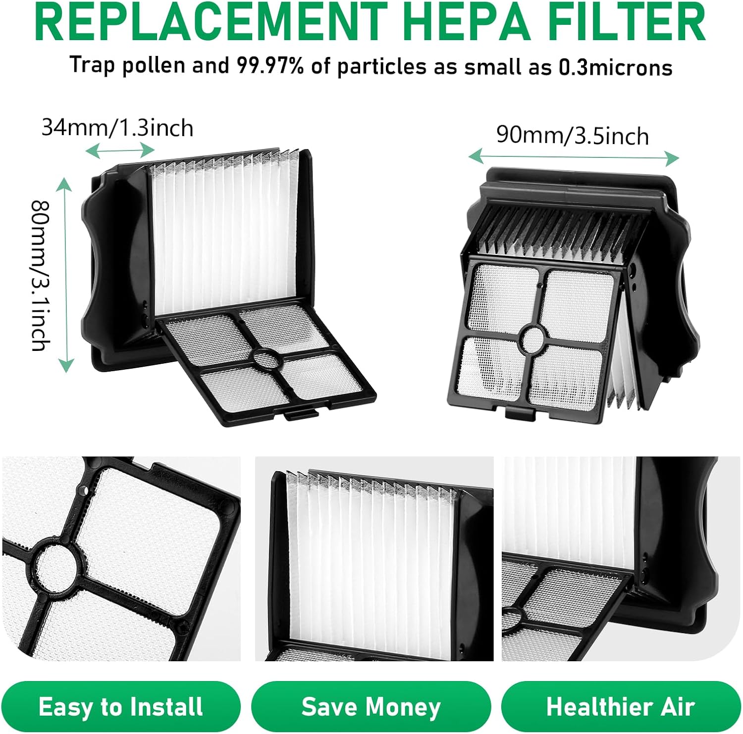 iFloor 3 Replacement Brush Rollers and HEPA Filter Kits Compatible with Tineco iFloor 3 and Floor One S3 Cordless Wet Dry Vacuum Cleaner Replacement Parts,3 Brush Rollers & 3 Filters