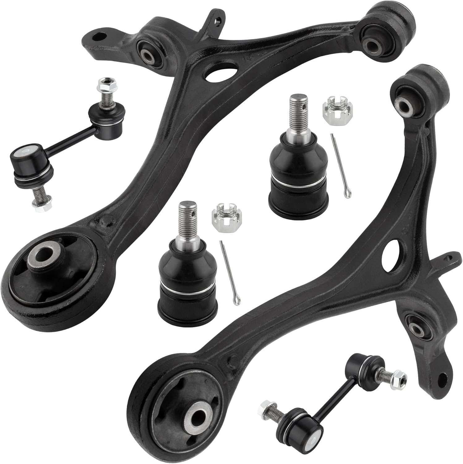 BOXI New 6PC Set Front Lower Control Arms W/Ball Joints and Sway Bar End Links K90456 K90457 K80228 K640290 K640289 for Acura TSX 2004-2008 for Honda Accord 2003 2004 2005 2006 2007