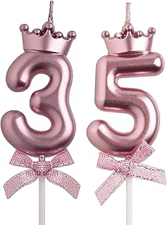35th 53rd Birthday Candles, Rose Gold 53 35 Year Old Cake Topper Number Birthday Candles, Birthday Party Decorations Gifts for Women Men