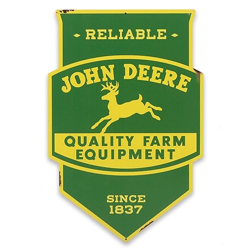 John Deere Quality Farm Equipment Shield Metal Sign - Die