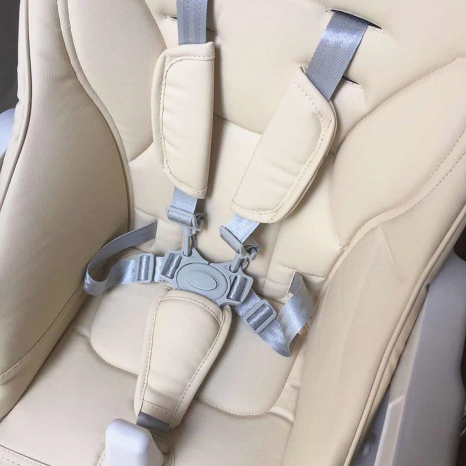 Arnés para silla de alimentación de bebé, cinturón de sujeción ajustable de 5 puntos, almohadillas de hombro de poliuretano, compatible con la mayoría de cochecitos y sillas altas