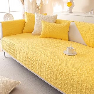 Funda de sofá en forma de L, antideslizante, lavable, para sofá modular, color amarillo, 110 x 180 cm