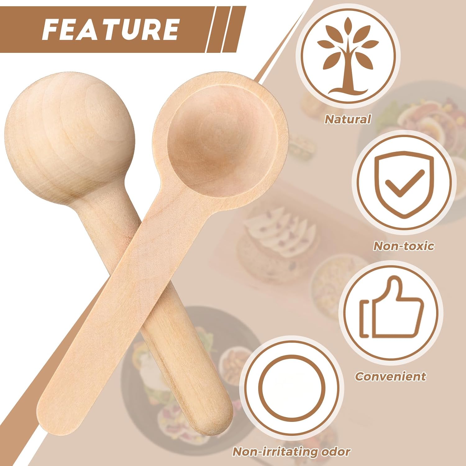 Patelai 100 Pieces Mini Wooden Spoons Bulk 3 Inch Small Tiny, Cute Style