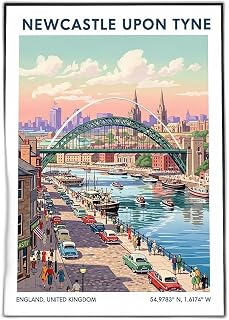 Newcastle Upon Tyne Travel Poster - Vintage Wall Art Print, Retro City Decor for Home or Office, Modern Gift Idea