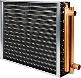 Trocador de calor 20 x 20 água para ar, aquecimento de ar forçado com portas de cobre de 2,5 cm bobina de água quente para fornos de madeira ao ar livre, aquecimento residencial