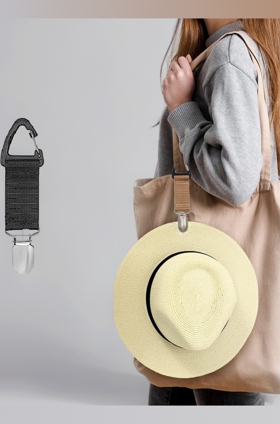 Canvas Hat Clip For Travel Hat Holder For Travel On Bag Clip-On Holder For Sun And Wide Brim Hats Hands Free Bag Accessory,Multicolor