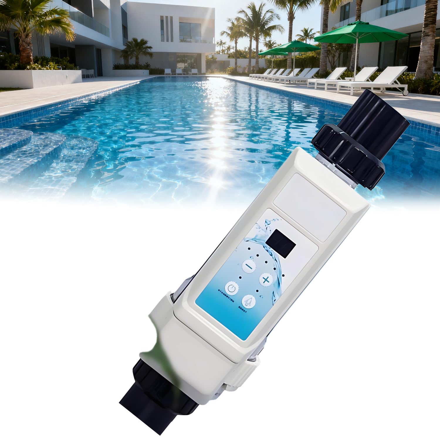 Générateur de chlore salé pour piscine enterrée, système automatique de chloration d'eau salée avec affichage de la salinité, sortie 12 g/h, facile à utiliser