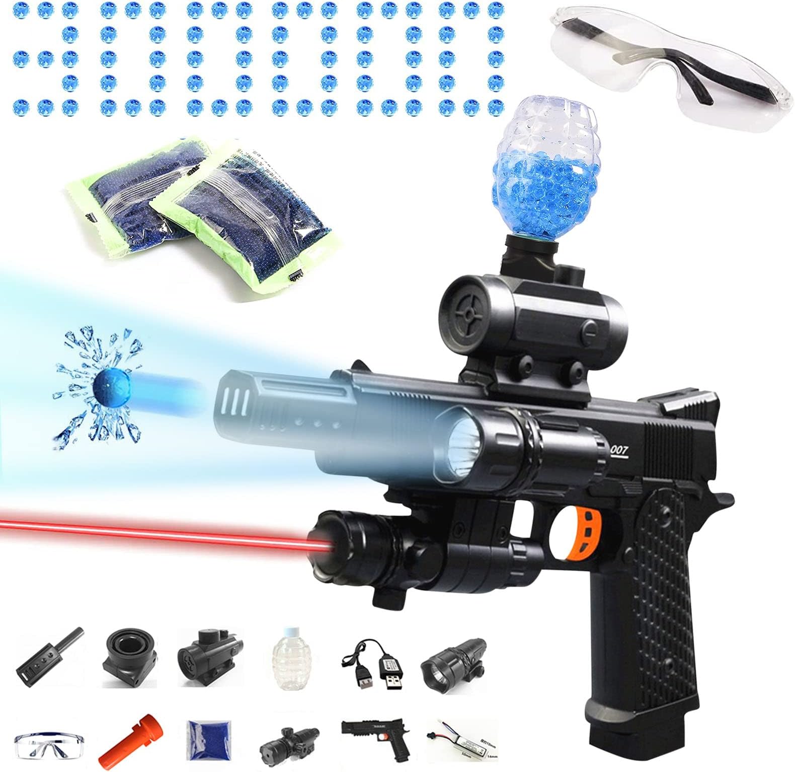 Electric Gel Ball Blaster,2022 AKM-47 Water Ball Blasters with 30,000/ 40,000 Gel Balls for Outdoor Team Activities Games for Boys & Girls Age 12+,Newest Gel Blaster (CS-007-Black)