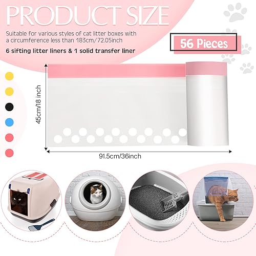 Miniatura 2 de 56 bolsas de arena para gatos con agujeros, desechables, extragrandes, resistentes a los arañazos, limpieza rápida para cajas de arena para gatos,