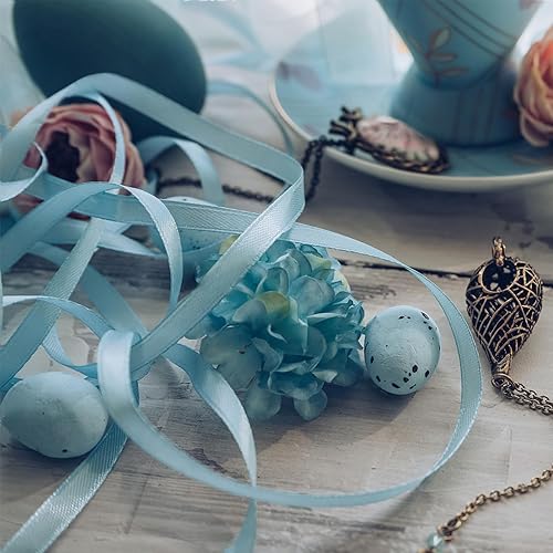 Miniatura 5 de Cinta de satén sólido azul claro de 100 yardas, 38 pulgadas, cinta de tela de una sola cara para envolver regalos, lazos para el pelo, flores,