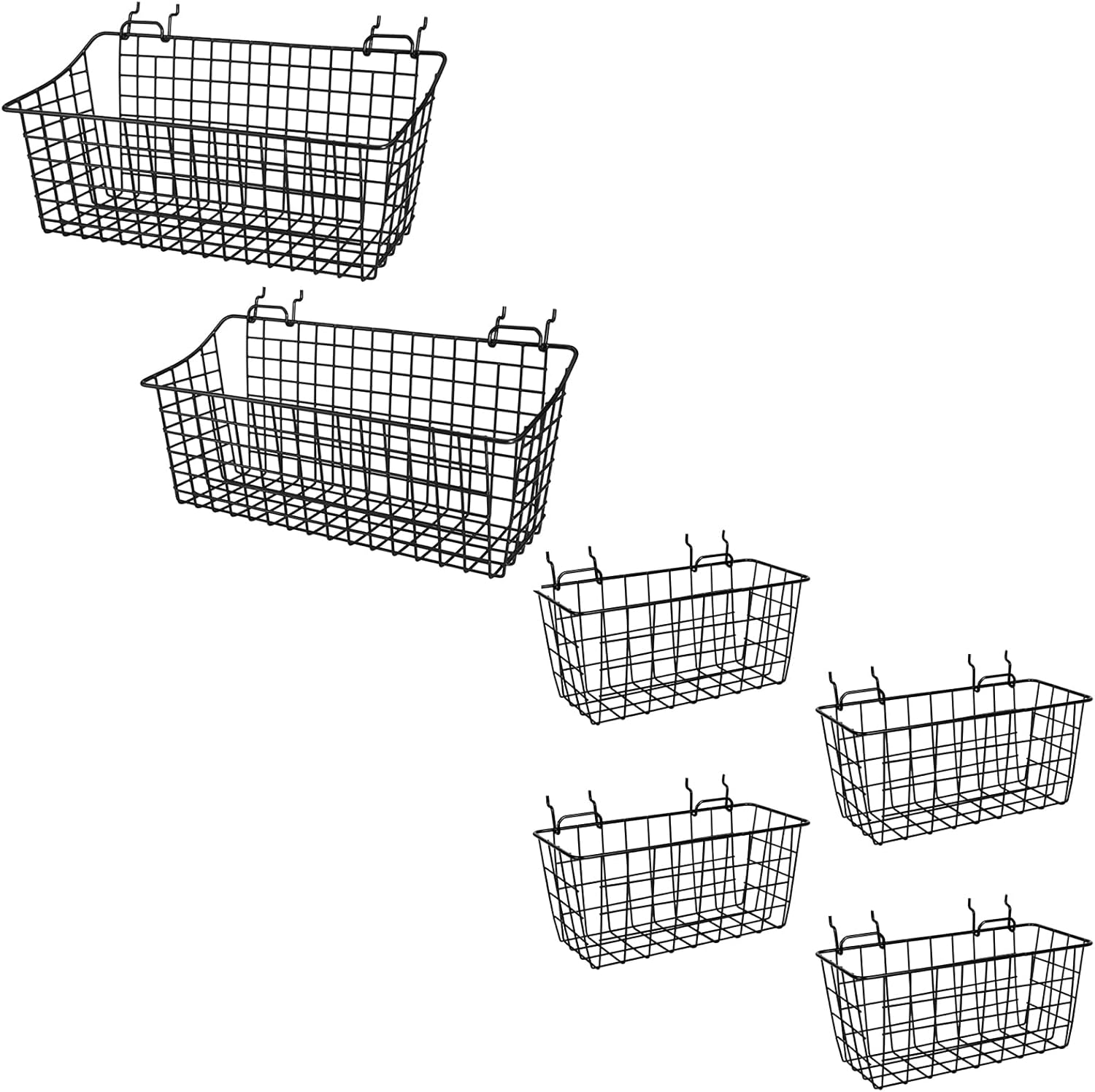 G.CORE 1/8 and 1/4 Inch Pegboard Accessories, 4 Medium and 2 Large Peg Board Baskets Bins Set - Organize Tools Workbench Accessories Garage Storage Wall Mount Organizer Attachments