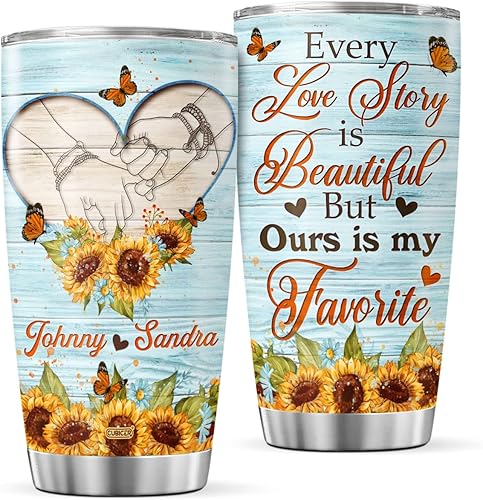 Vaso de café personalizado para parejas, taza de viaje floral con tapa, nombre personalizado, regalos de cumpleaños para mujeres, su esposa, flores,