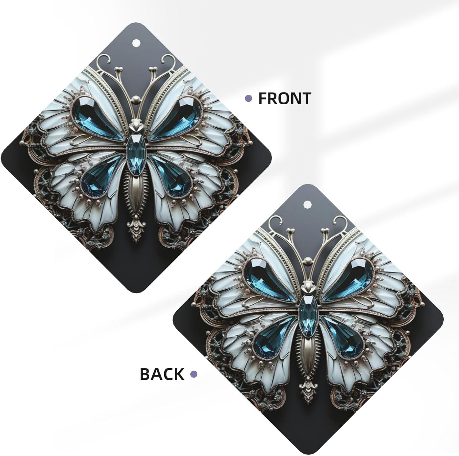 Car Air Freshener 24 PCS Rhinestone Butterfly Hanging Car Air Fresheners Auto Interior Decor Card Freshener Strong Scented Card Lavender Cars Scents for Office Bedroom Close Drawer Square