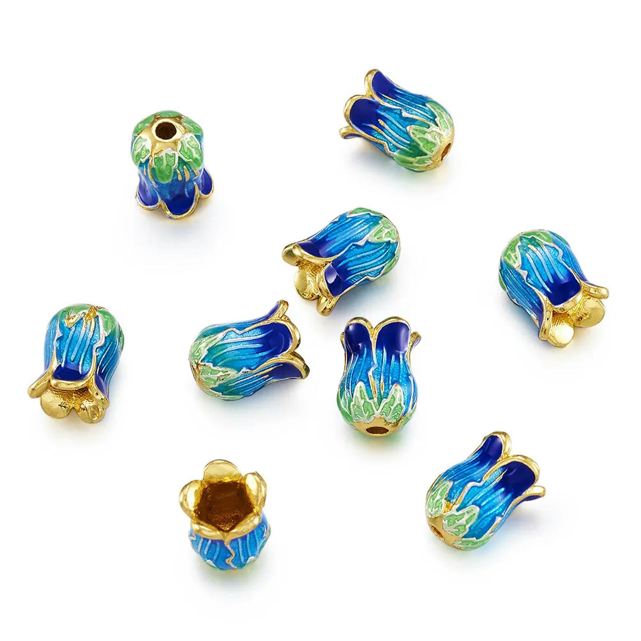 25 Piezas de Tapas de Cuentas de Flores de Esmalte de latón únicas en Tono Dorado, Accesorios de 5 pétalos para Manualidades, 14 mm (predeterminado)