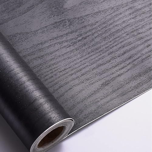 Arthome Papel de contacto de madera negra autoadhesivo película de vinilo decorativa para encimeras muebles superficie de muebles y revestimiento de
