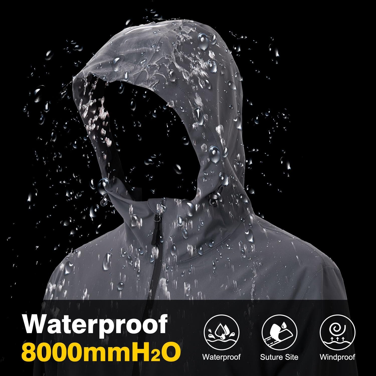 Rain Jacket Men Waterproof Lightweight Mens Rain Jackets Waterproof With Hood for Cycling Hiking Climbing - Image 3