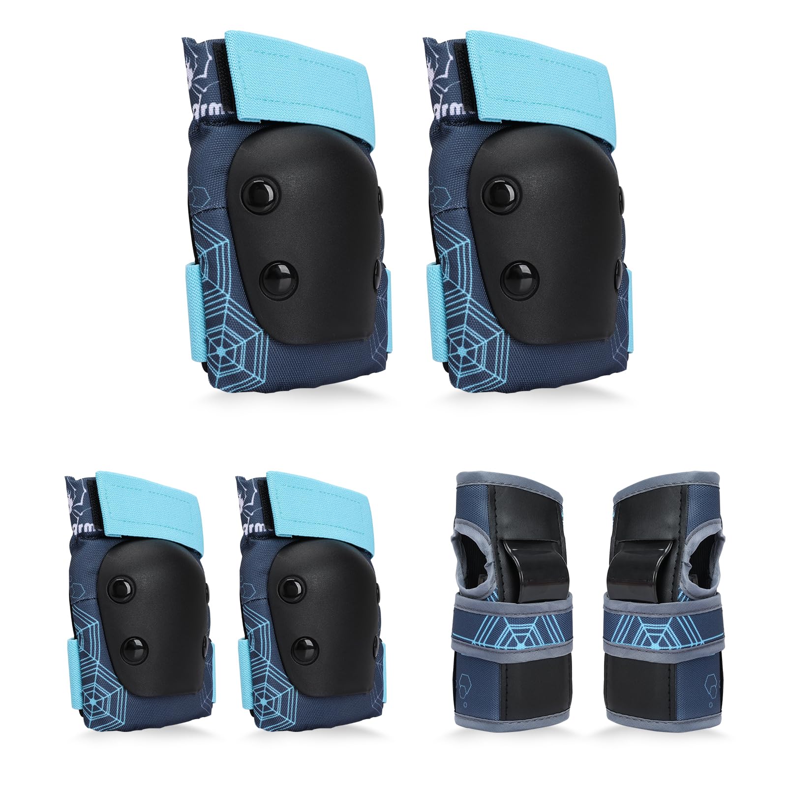 YOOXARMOR Set di Protezioni per Bambini da 3 a 8 Anni, Ginocchiere, Gomitiere, Polsiere Regolabili per Pattini a Rotelle, BMX, Bici,Ciclismo,Skateboard,Pattini in linea,Monopattini[6 Pezzi]