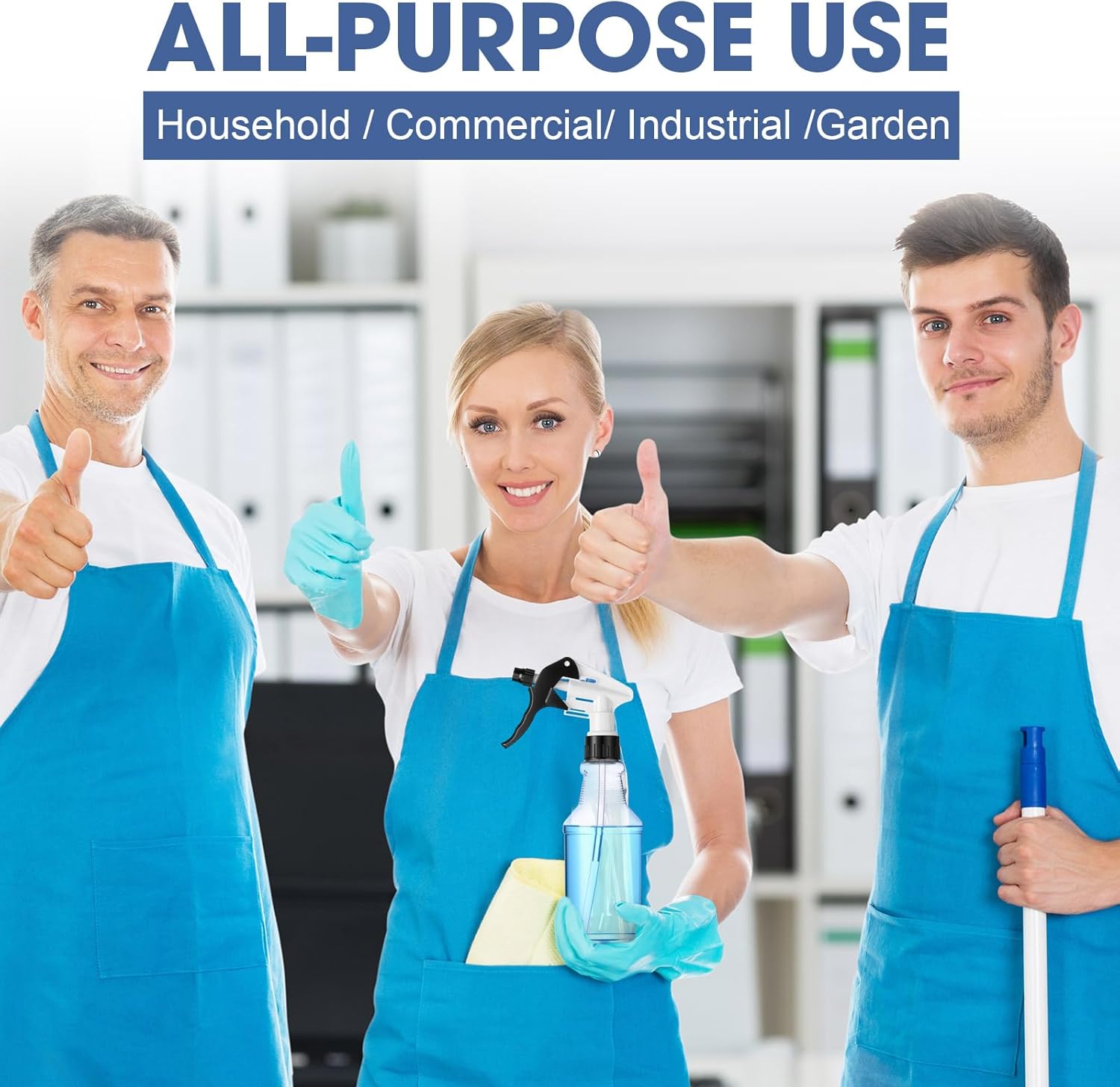 Eccliy 20 Pack 16oz Empty Spray Bottles, Leakproof Cleaning Bottles with Measurement and Adjustable Nozzle for Housekeeping, Commercial Use(Clear Cylinder,Black White Spray Head)