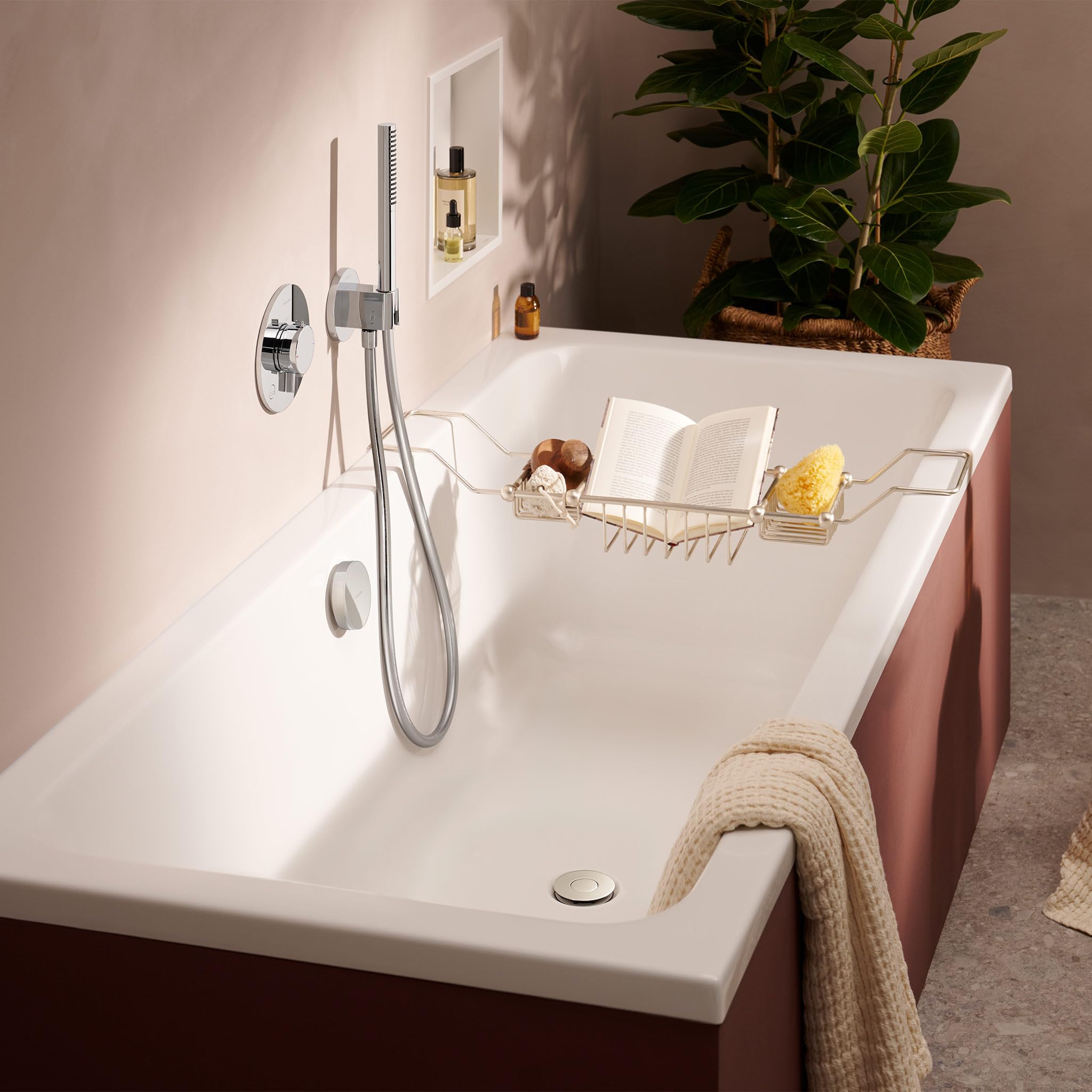 hansgrohe Flexaplus - Komplettset Ablauf- und Überlaufgarnitur inkl. Grundkörper und Geruchsverschluss, geeignet für Badewannen mit Ablaufdurchmesser 52 mm, Chrom, 58154000