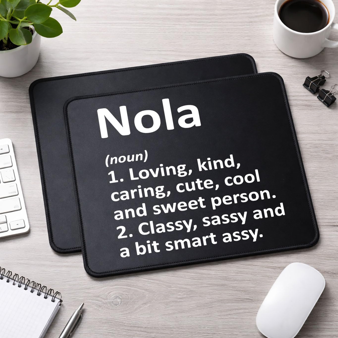 Nola Definition Mouse Pad, Rubber, Black, Non-Slip Base, Office, 9.5 x 7.9 inches, Rectangular, 2 Pack image 4