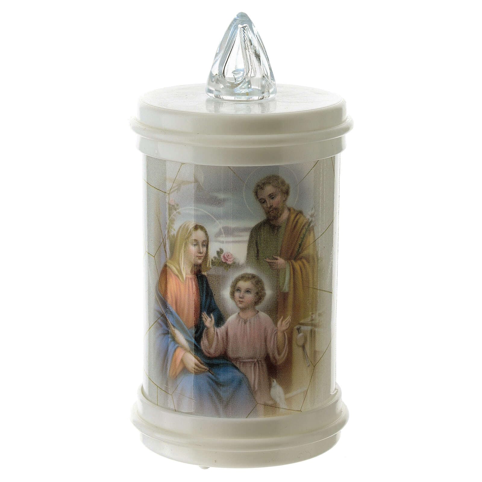 LED Votive Candle, White, Lasting 90 Days, Holy FamilyHeight: 10.5 cm|Max Height: 14 cm|Diameter: 7.5 cm