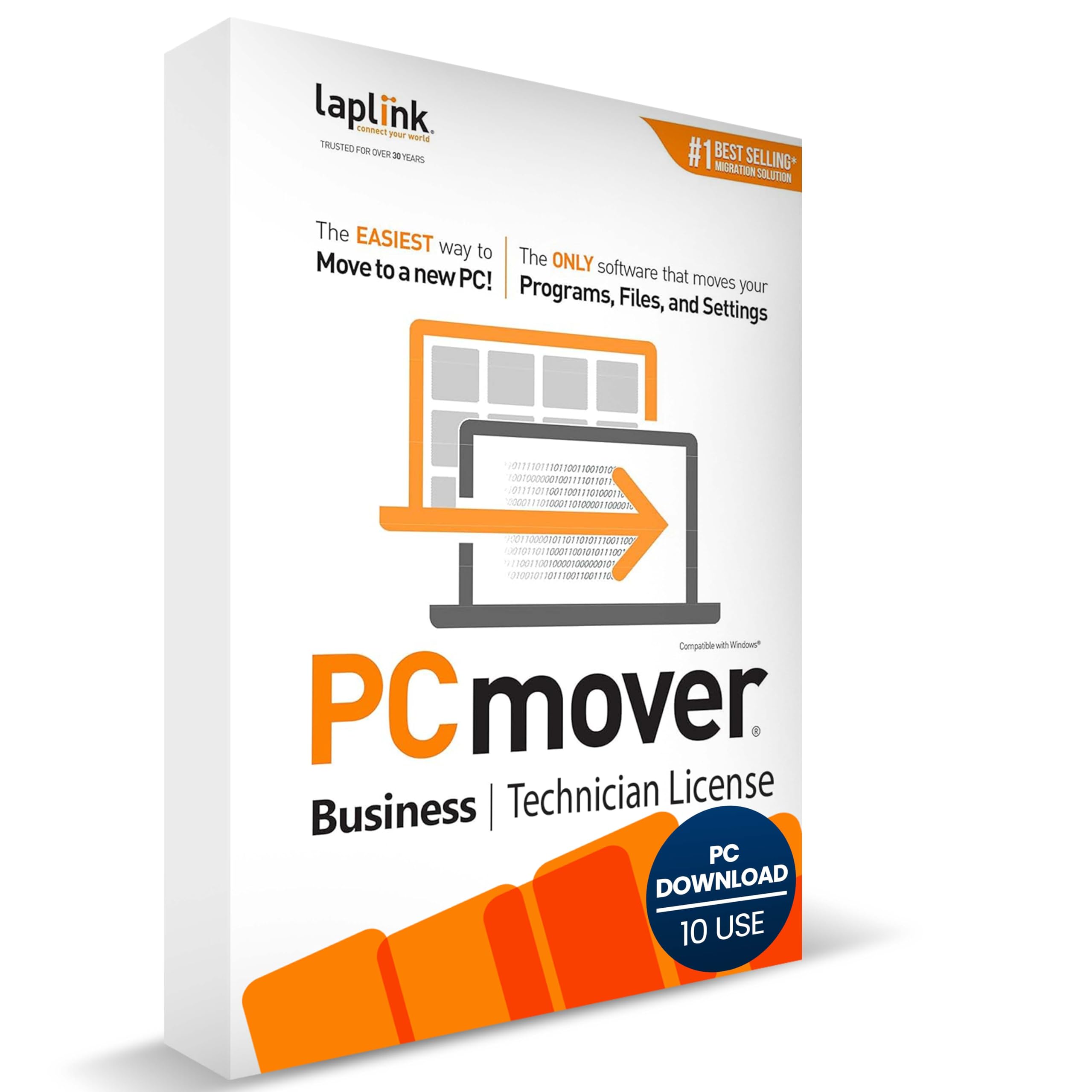 Laplink PCmover Business Technician - Logiciel de migration de PC à PC - Frais de licence initiaux - Facturation mensuelle par utilisation - 21,95 £/licence - Licence 10 utilisations