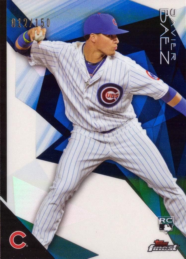 2015 Topps Finest Blue Refractor #44 Javier Baez Baseball Rookie Card - Only 150 made!