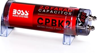 BOSS Audio Systems CPBK2 Car Capacitor - 2 Farad, Energy Storage, Enhance Bass From Stereo, 3 Digit Voltage Display, Charging Status LED
