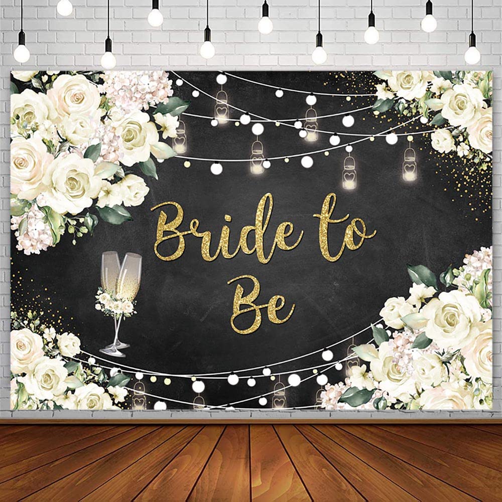 AIBIIN 7x5ft White Floral Bride to Be Backdrop Bridal Shower Party Decorations Supplies for Couples Wedding Miss to Mrs Engagement Ceremony