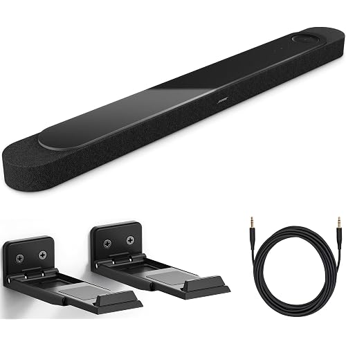 Bose Lifestyle Ultra Soundbar Bundle with Aux Cable, Wall Mount, Wireless Home Soundbar for TV with Dolby Atmos, Surround Sound, (Black)