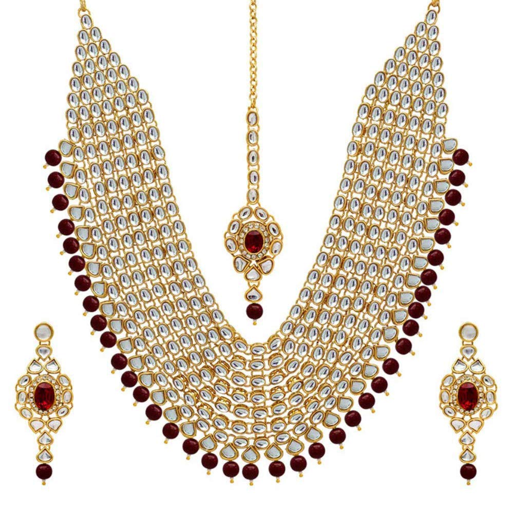 Latest Stylish Kundan Pearl Traditional Necklace Jewellery Set for Women-image-19