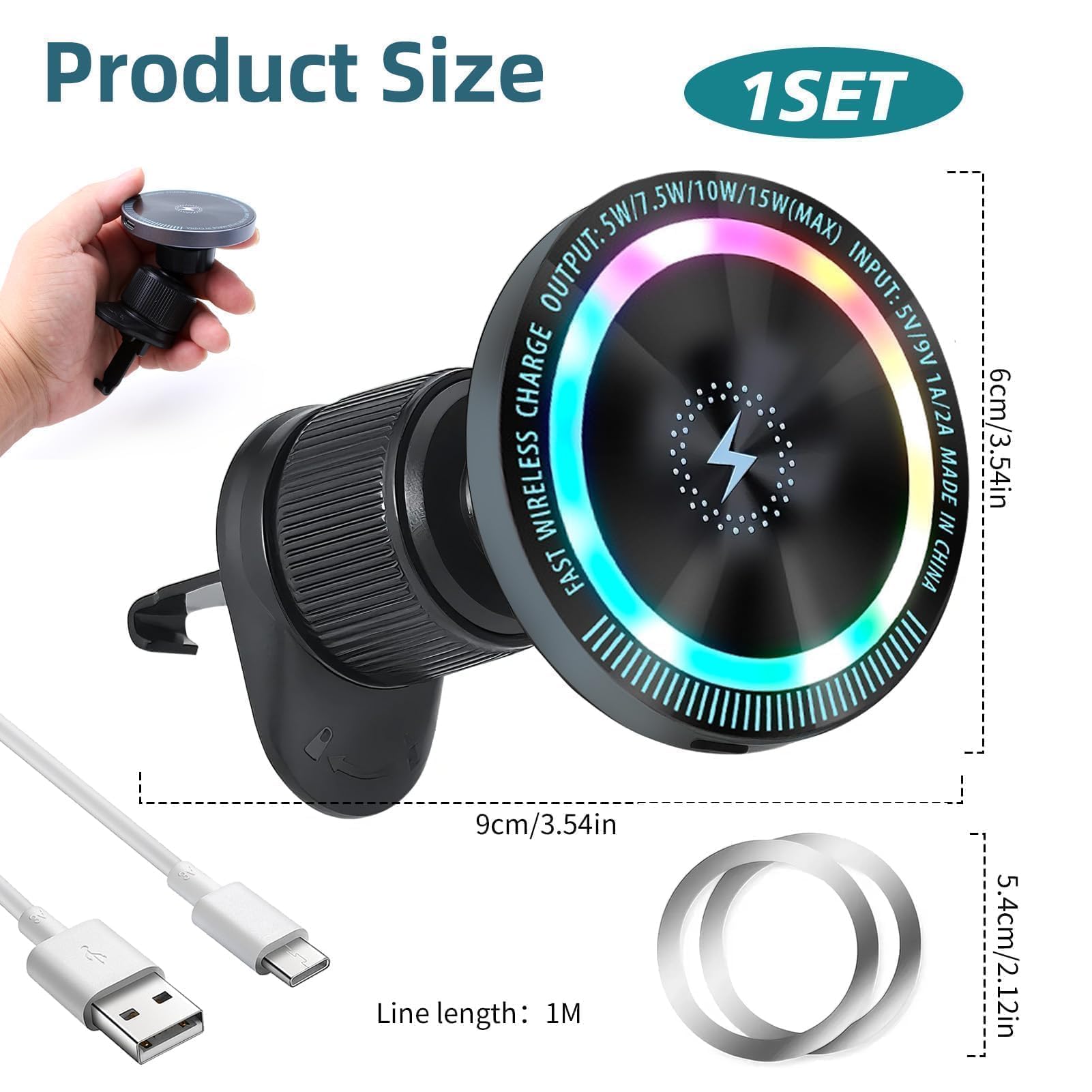 Chargeur Voiture Sans Fil Magsafe 15W Paicreate - Support Magnétique Puissant Pour IPhone 12 à 16 Et Plus - Fixation Air Vent