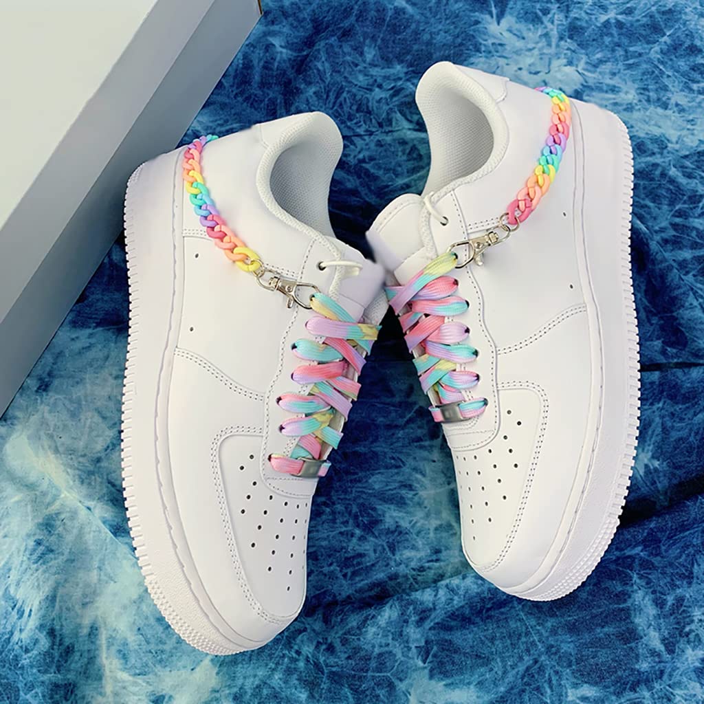 Cordones elásticos para zapatos, juego de cordones de cadena para zapatos, cordones de cadena para colgar, cordones planos, accesorios de cadena de zapatos con purpurina delicada, el juego incluye 2