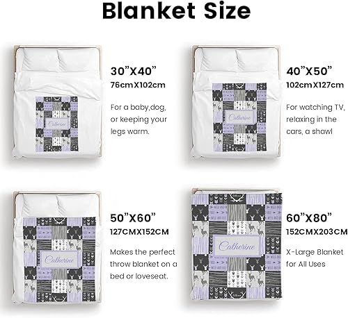 Miniatura 7 de Manta personalizada con nombre para niños y adultos, manta personalizada con nombre para bebé, niña, niño, manta de bosque personalizada, regalos