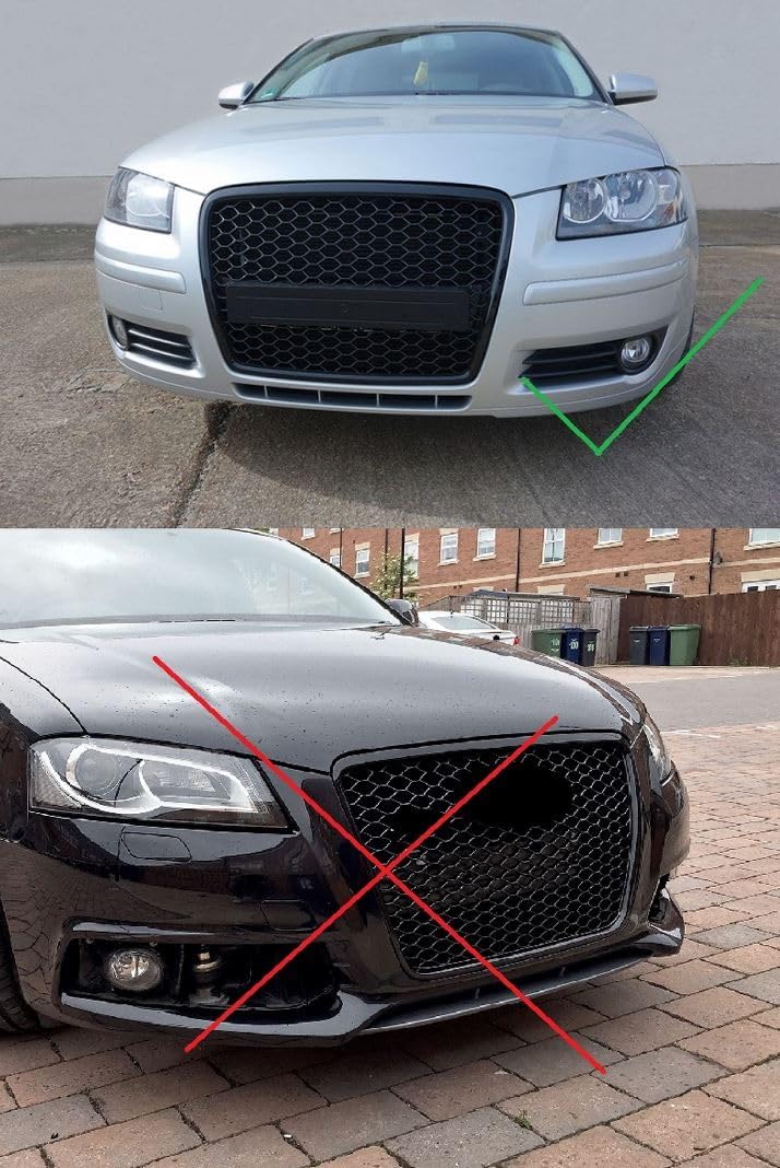 Compatible with A3 8P 8PA Badgeless Mesh Grill Debadged Front Grill Emblemholder