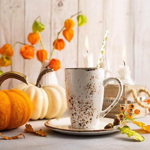 Miniatura 6 de Whaline 200 popotes de papel de aluminio de hoja de arce dorada, pajitas desechables con estampado de hojas de otoño, pajitas decorativas de otoño