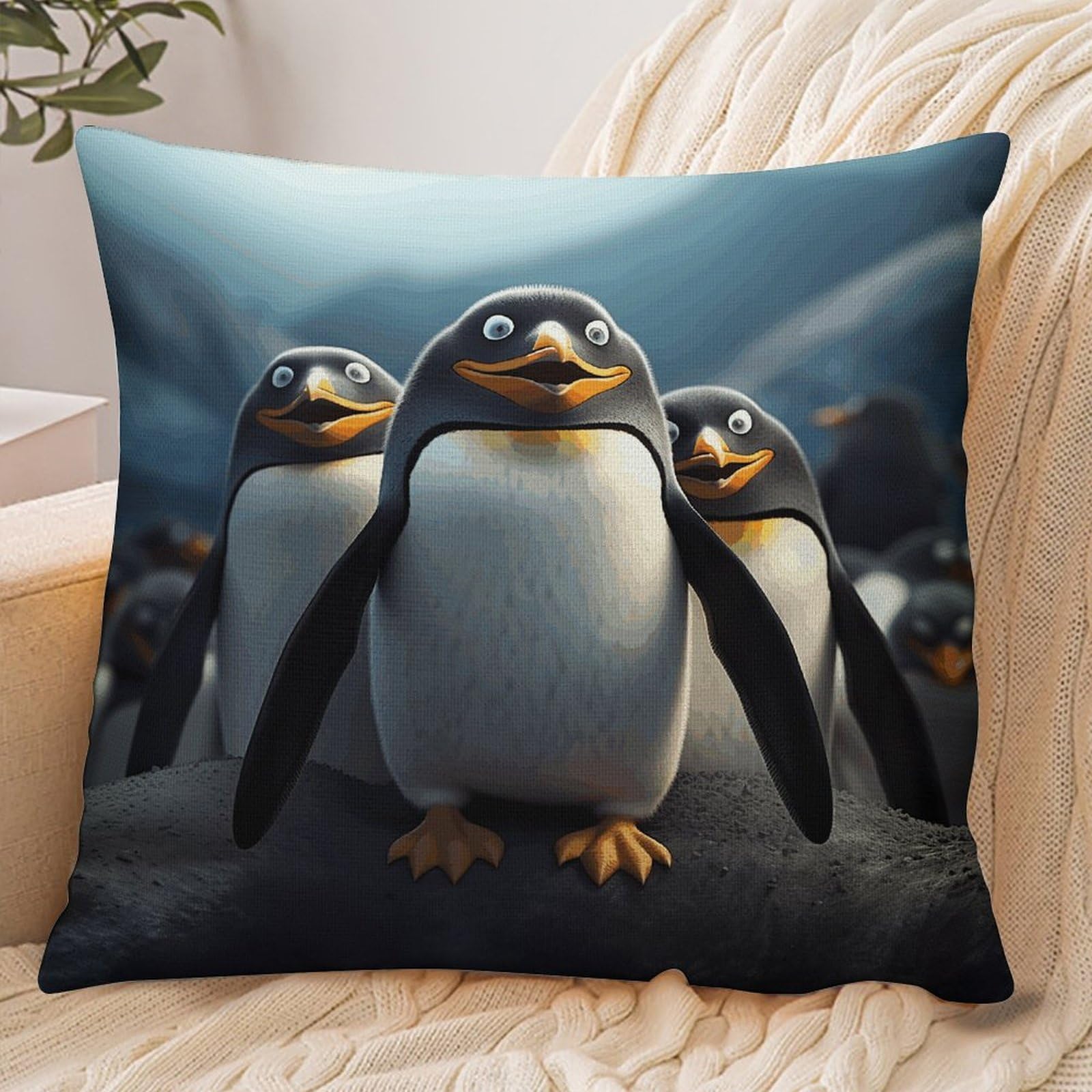 Fekiloot Style Funny Penguins Pillowcase Pillow Sham Pillow Case