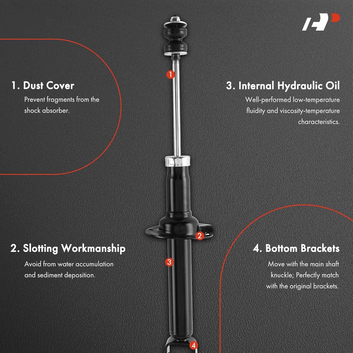 A-Premium Rear Struts Compatible with Honda Accord 2008-2017 & Acura TSX 2010-2014 - 2x Replacement Suspension Bare Strut Shock without Coil Spring
