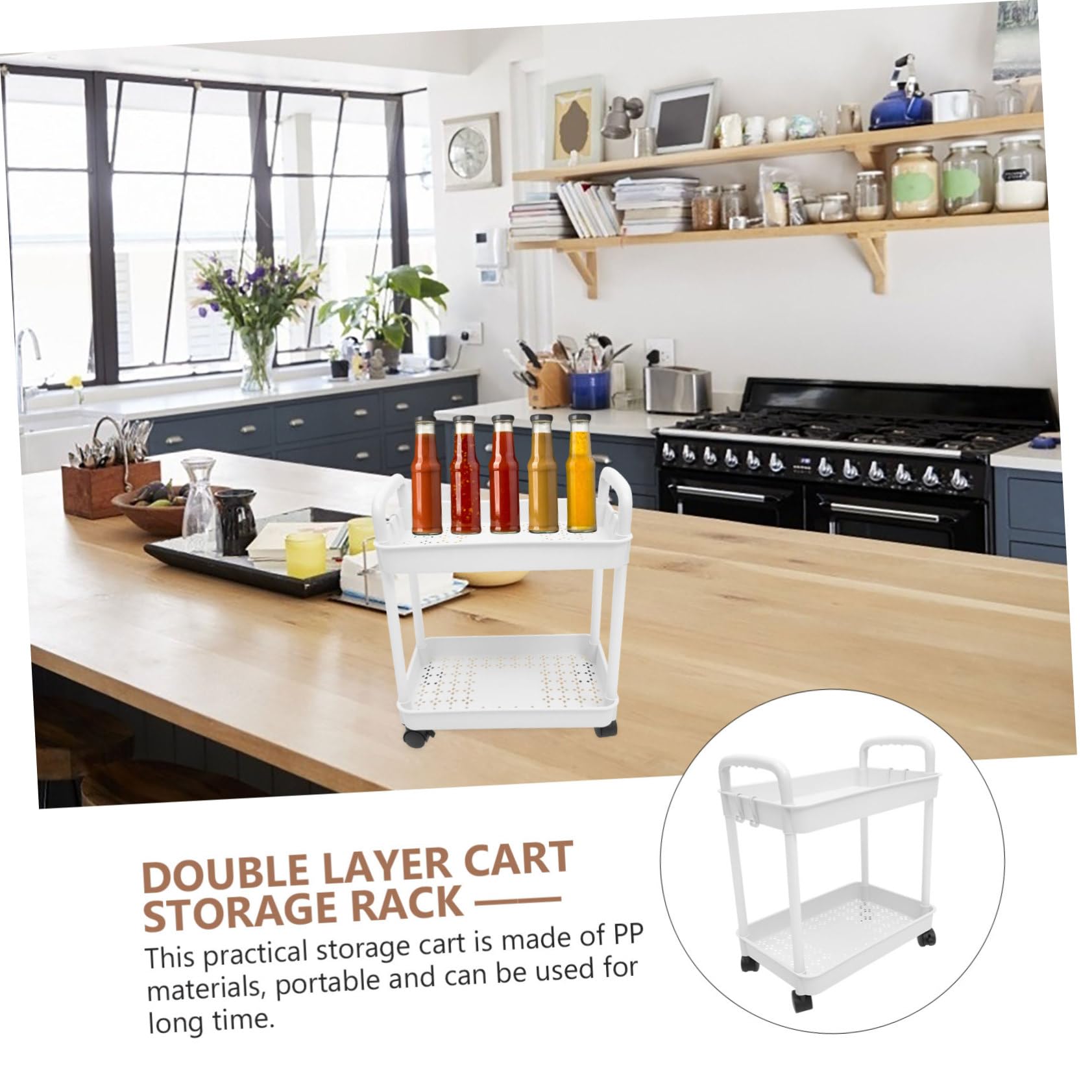 Carrito de Almacenamiento Ruedas de Dos Niveles para Cocina