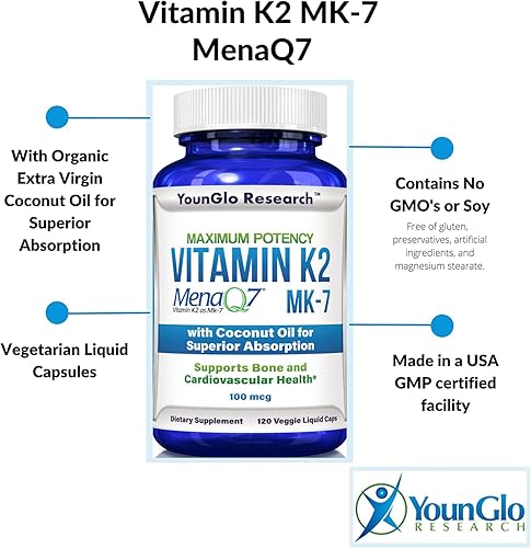 Miniatura 2 de Vitamina K2 MK7 - MenaQ7 y aceite de coco para una absorción superior 120 cápsulas líquidas vegetarianas sin OMG 100 mcg paquete de 1
