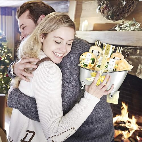 Miniatura 8 de Spa Luxetique Canastas de regalo de spa para mujer juego de regalo de baño 8 en 1 con baño de burbujas gel de ducha sal de baño aceite esencial